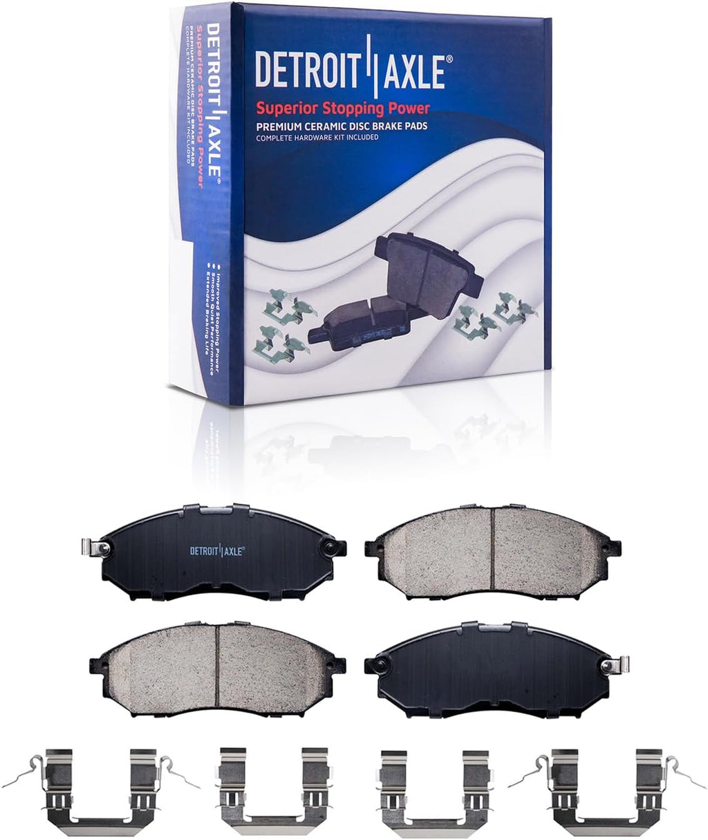Detroit Axle - Brake Kit for Infiniti G35 M35 M45 EX35 G25 G37 QX50 Q40 Nissan 350Z 370Z, 12.60 inch Front & 12.13 inch Rear Drilled & Slotted Disc Brake Rotors Ceramic Brake Pads Replacement