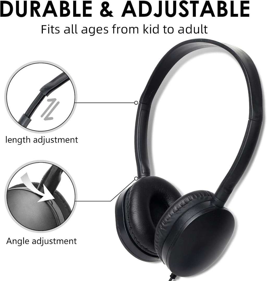Headphones Bulk 100 Pack for School Classroom School Student Boys Girls Teens and Adult,Computer Earphones Class Set of Headphones for Students Online Lesson and Testing (Black)