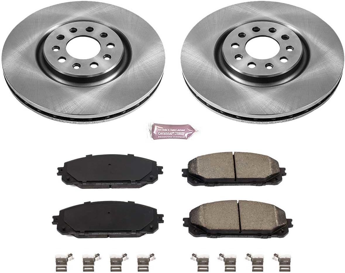 PowerStop Front Brake Kit for Jeep Cherokee 2016-23 - Z17 Ceramic Brake Pads & Disc Rotors Replacement, KOE7414