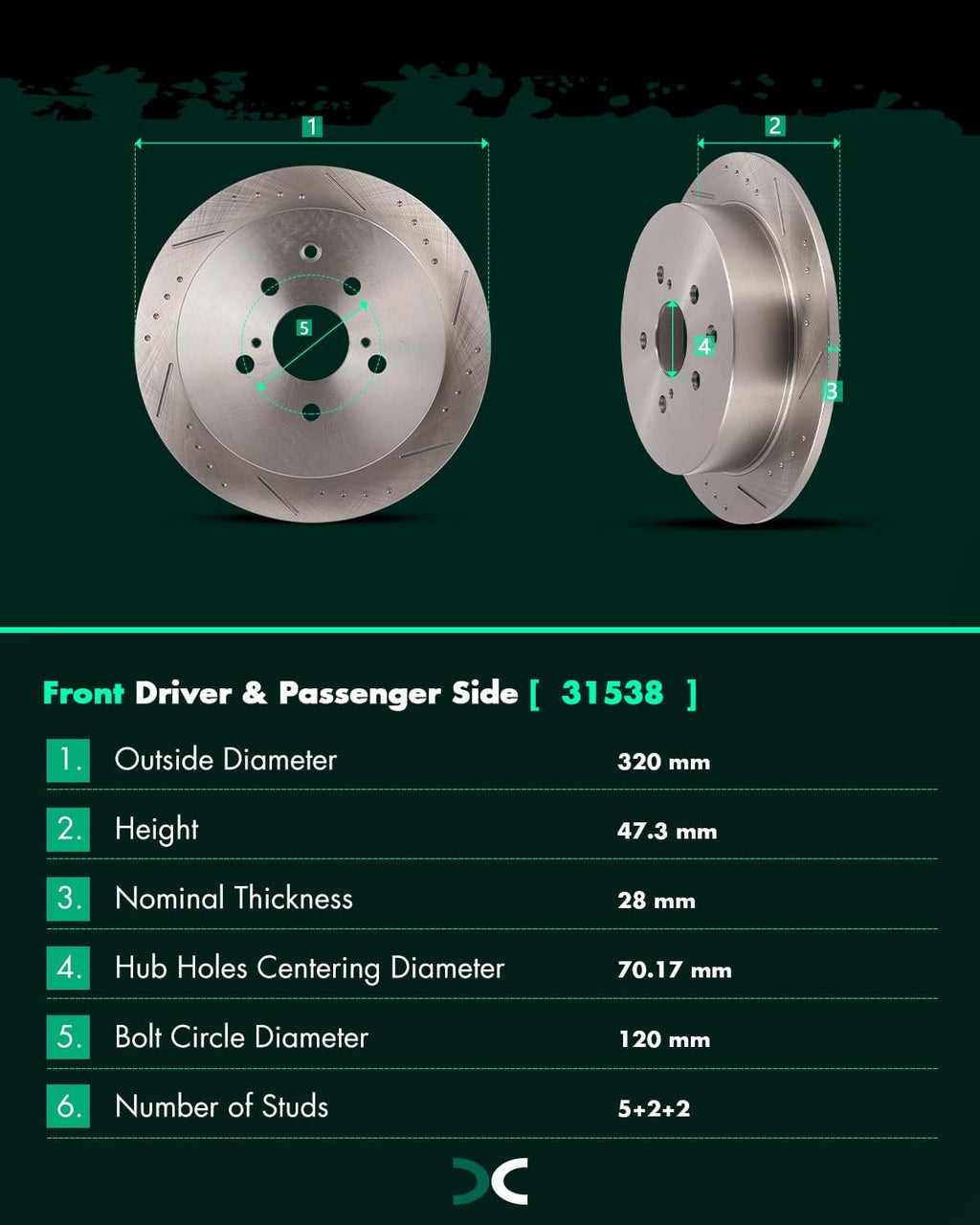 SCITOO Brake Kits For Lexus For RX350/For RX450h 2010-2015,For Toyota For Highlander 2014-2019,For Sienna 2011-2020 Drilled & Slotted Disc Brake Rotors and Ceramic Brake Pads 31511;31544;D1324;D1391