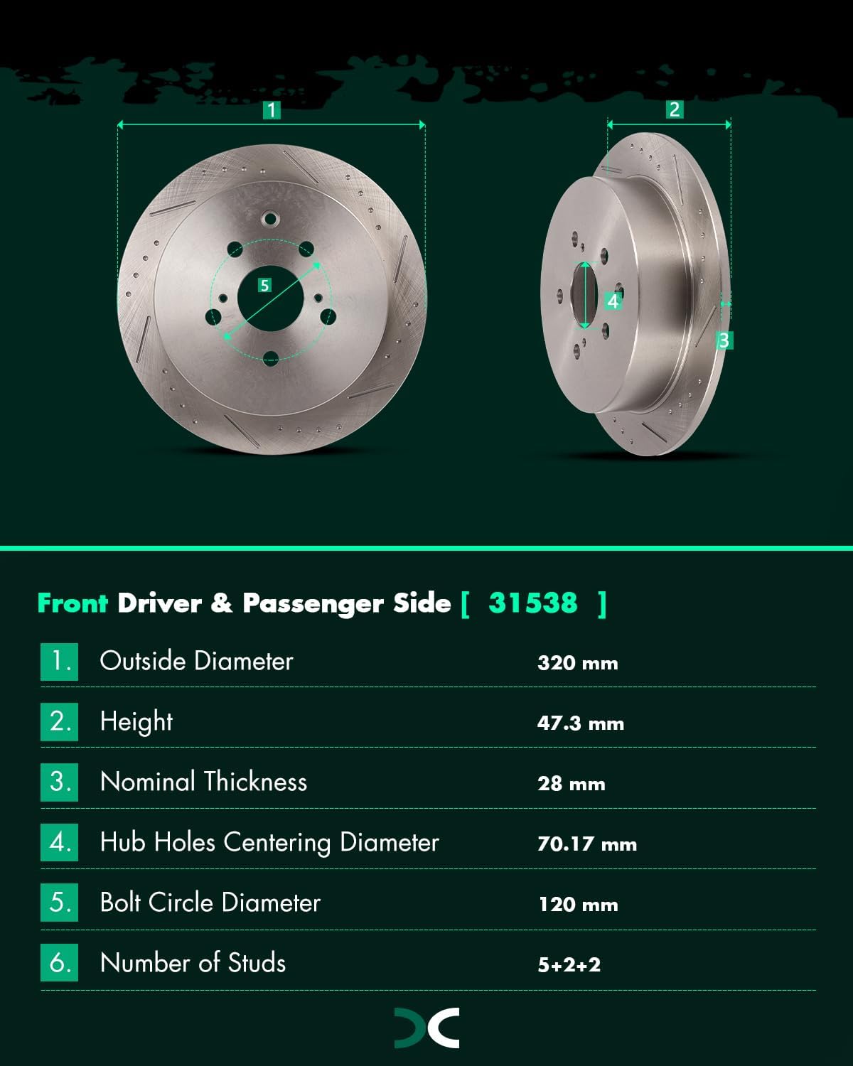 SCITOO Brake Kits For Lexus For RX350/For RX450h 2010-2015,For Toyota For Highlander 2014-2019,For Sienna 2011-2020 Drilled & Slotted Disc Brake Rotors and Ceramic Brake Pads 31511;31544;D1324;D1391