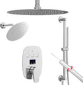 Chrome Shower Slide Bar System with 12inch Ceiling Rain Shower Head and 8inch Shower Faucet Set In Wall, Temperature Display Shower Faucet System Fixture with 2 in 1 Handheld Shower Wand