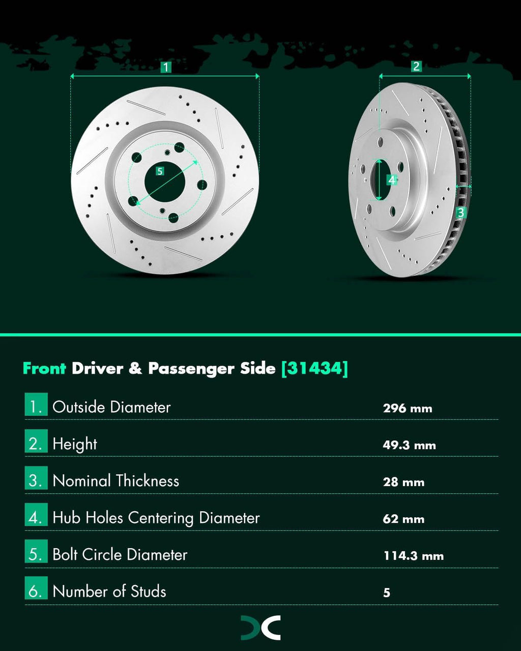 SCITOO Brake Kit Front Brake Rotors and Ceramic Brake Pads fit for 2013-2018 for Lexus ES300h,2007-2018 for Lexus ES350,2008-2018 for Toyota Avalon,2007-2017 for Toyota Camry