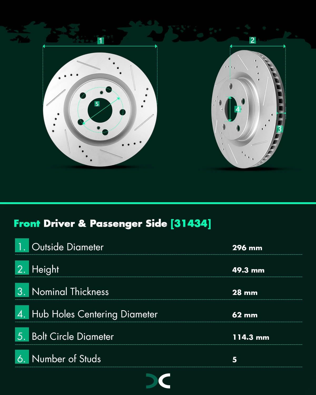 SCITOO Brake Kit Front Brake Rotors and Ceramic Brake Pads fit for 2013-2018 for Lexus ES300h,2007-2018 for Lexus ES350,2008-2018 for Toyota Avalon,2007-2017 for Toyota Camry