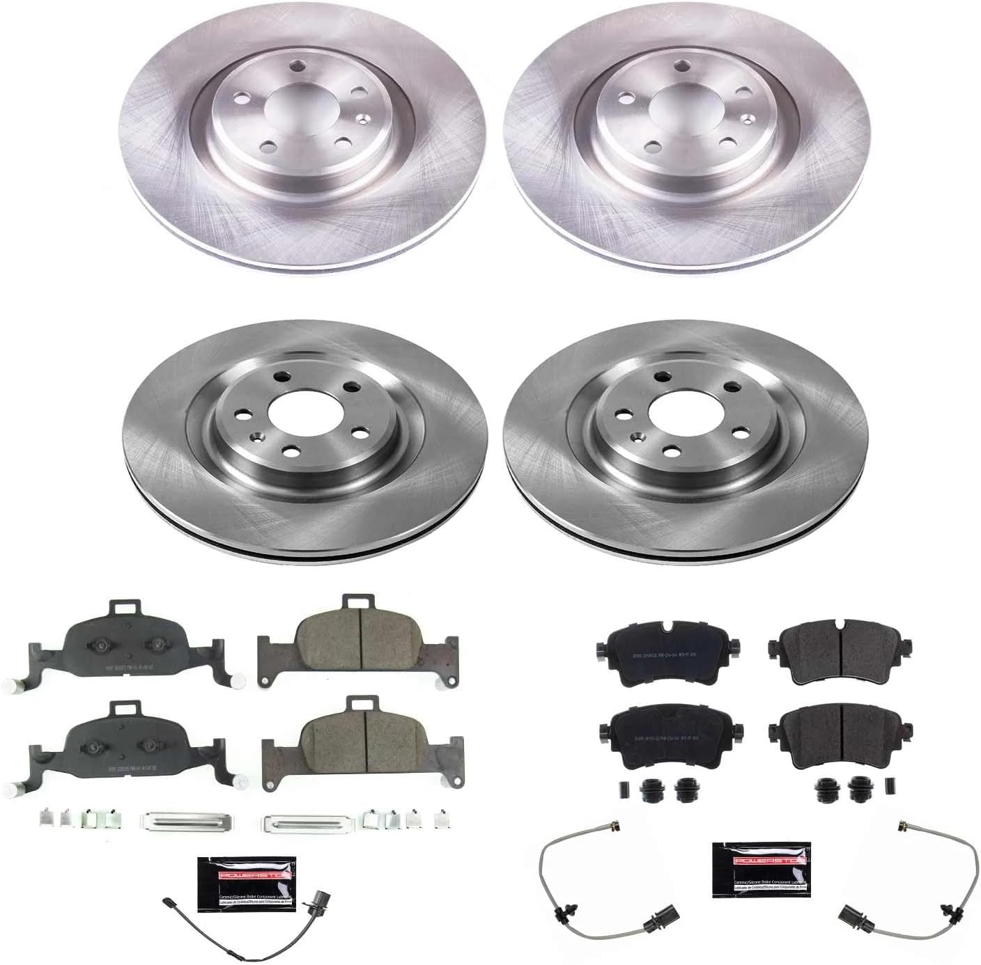 PowerStop Front and Rear Brake Kit for Audi Q5 2018-20 - Z17 Ceramic Brake Pads & Disc Rotors Replacement, KOE8552
