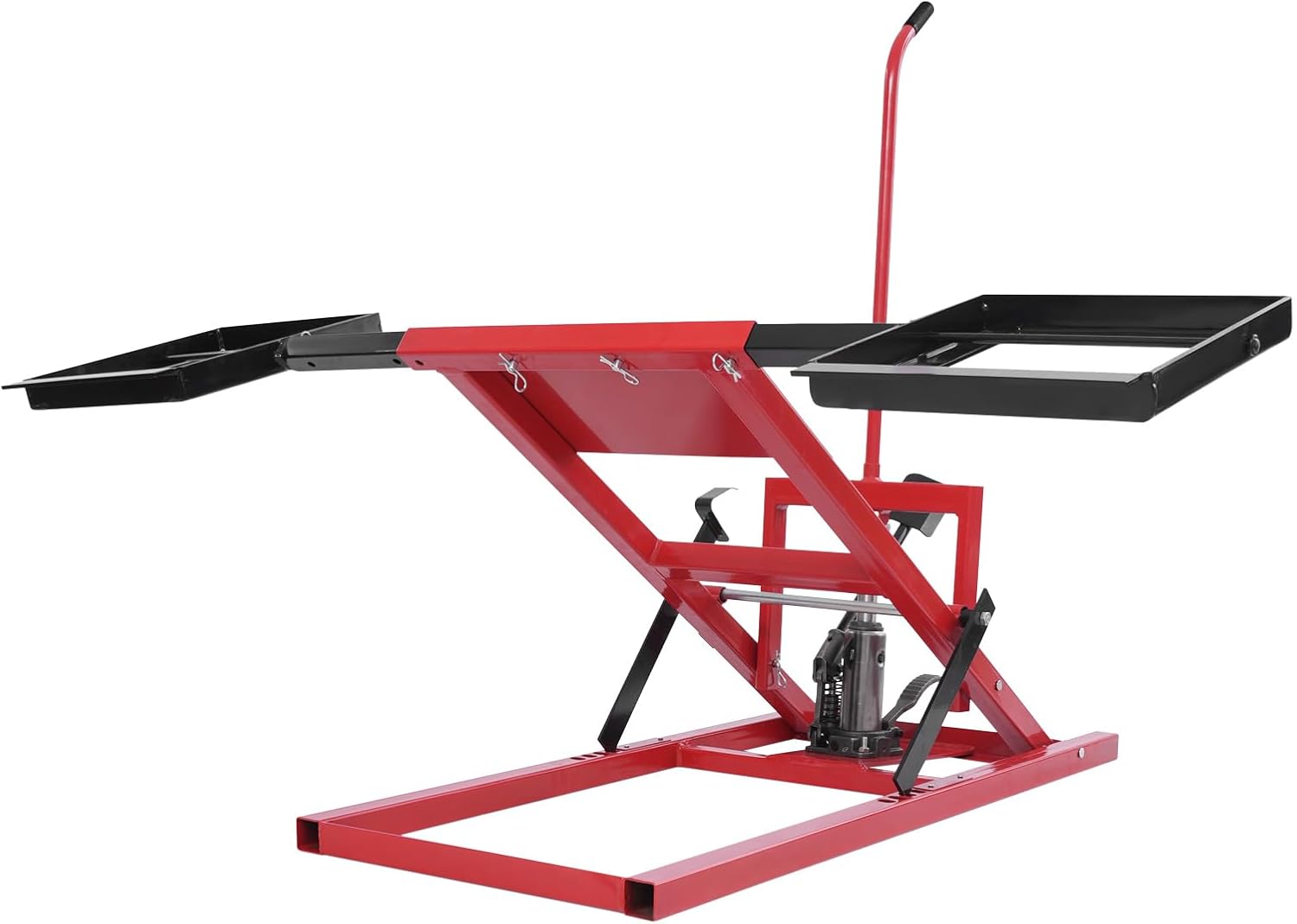 Lawn Mower Lift, 29 Inch Lawn Mower Lift Tool Adjustable Movable Lawn Mower Lift Solid Carbon Steel Lawnmower Lifting Machine for Riding Lawn Mower, Zero Turn Lawn Mowers (500lbs Hydraulic Red)