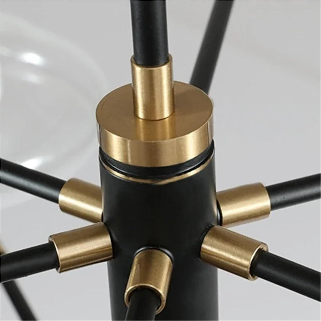 Multiple Heads Black Gold Jellyfish Chandelier for Living Dining Room Bedroom Kitchen Wrought Iron Glass Decoration Lighting,Dining Light Fixtures