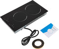 1500W Electric Cooktop, Electric Stove Top with LED display, 110V Intelligent Control Built-in Cooktop, 9 Heating Level, Kid Safety Lock, Sensor Touch Control for Kitchens (2 Burners)
