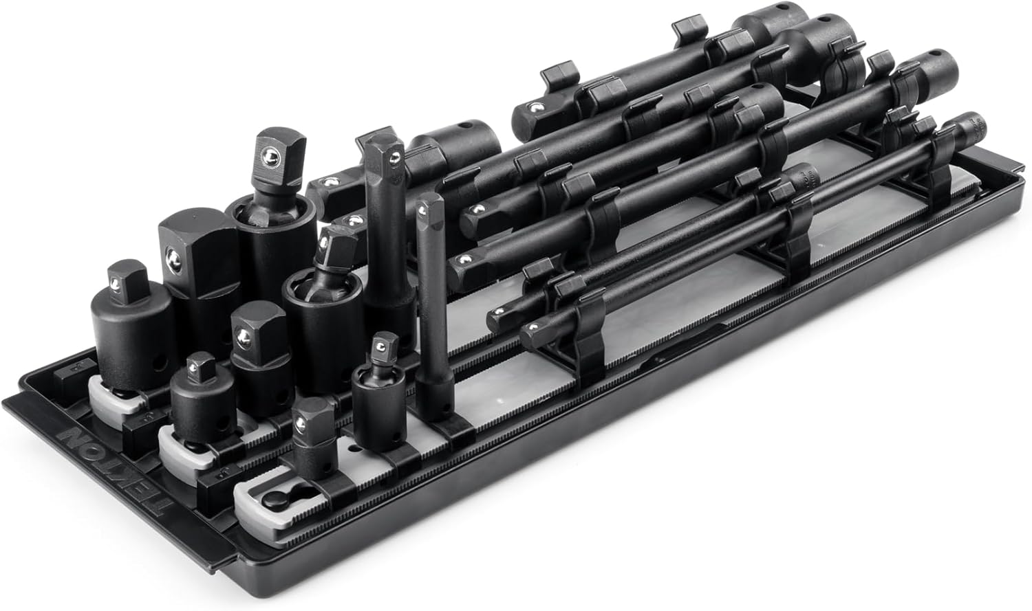 TEKTON 1/4, 3/8, 1/2 Inch Drive Impact Extension and Accessory Set with Rails and Tray (17-Piece) | SIA99201