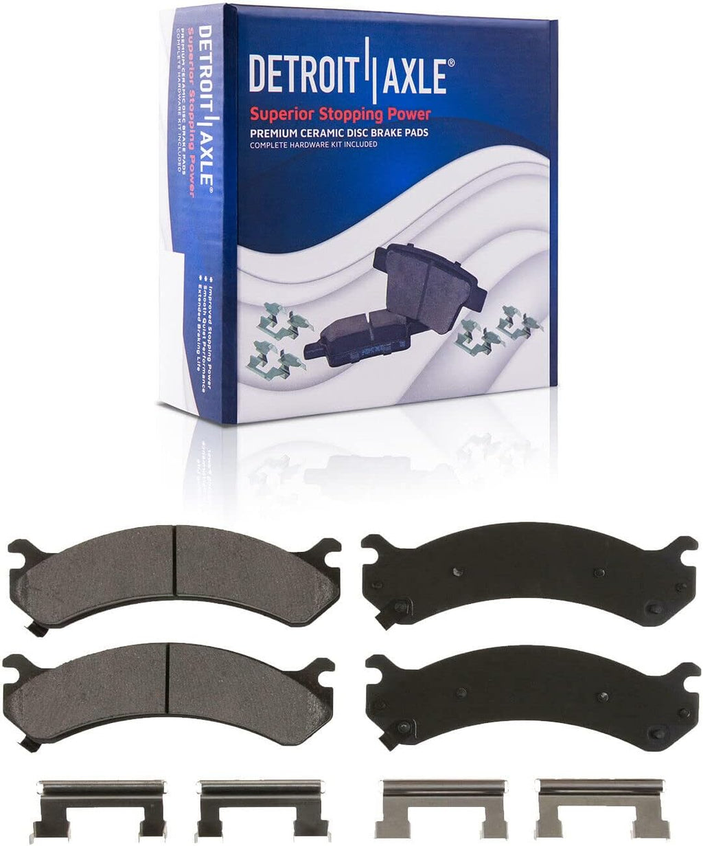Detroit Axle - Front Brake Kit for Chevy GMC Silverado Sierra 1500 2500 3500 HD Express Savana 2500 3500 Avalanche Suburban Yukon XL 2500 Cadillac DTS DeVille Hummer H2, Brake Rotors Pads Lug Nuts