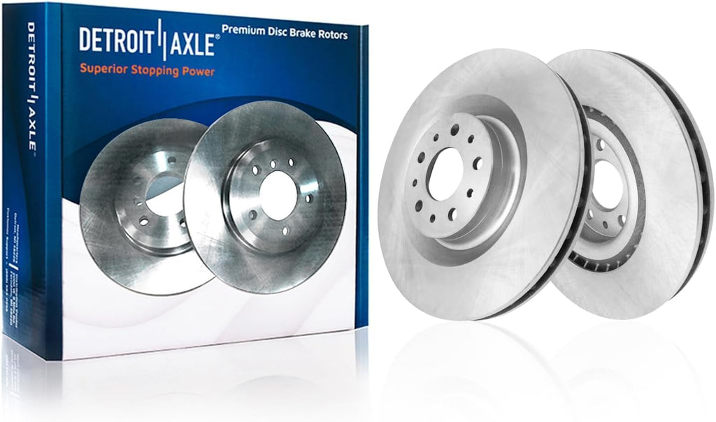 Detroit Axle - Brake Kit for Fiat 2014-2020 500L, 2015 2016 2017 2018 2019 Disc Brake Rotors Ceramic Brakes Pads Replacement : 12.01' inch Front and 10.39' inch Rear Rotor