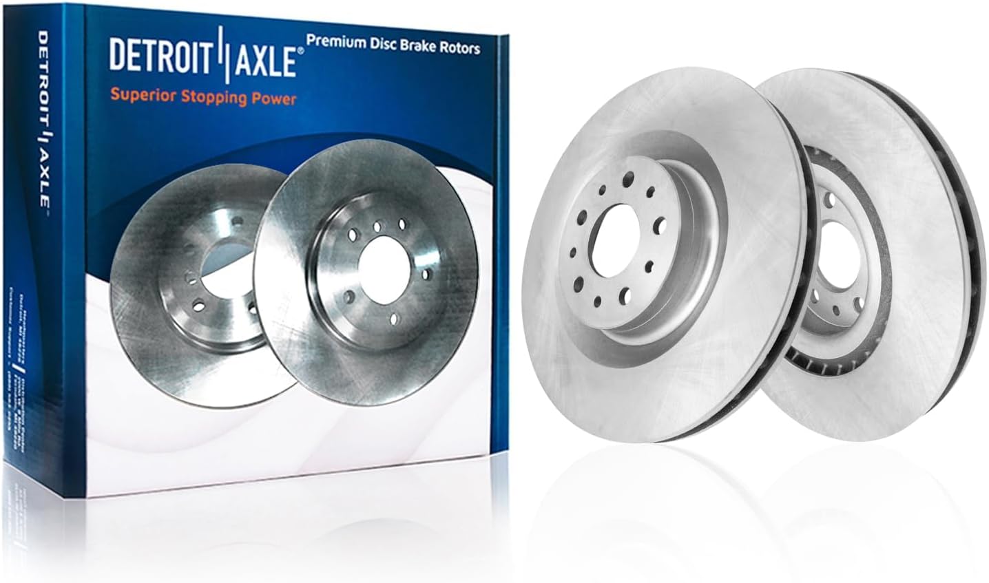 Detroit Axle - Brake Kit for Fiat 2014-2020 500L, 2015 2016 2017 2018 2019 Disc Brake Rotors Ceramic Brakes Pads Replacement : 12.01' inch Front and 10.39' inch Rear Rotor