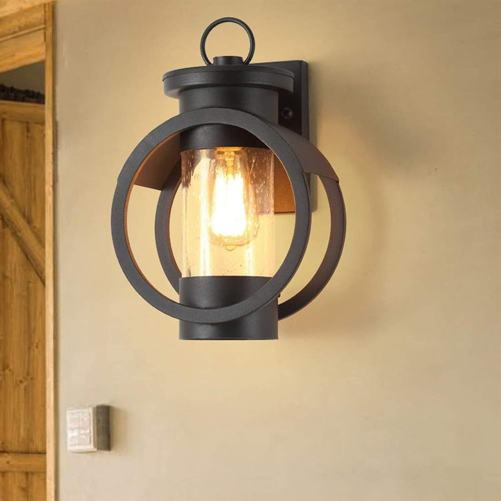 wall sconces Simple Wrought-Iron wall lamp Creative Waterproof Matte Black wall lamp Industrial Retro wall lamp with Transparent Glass lampshade Bathroom-Washing Lamps Exterior Light Fixture