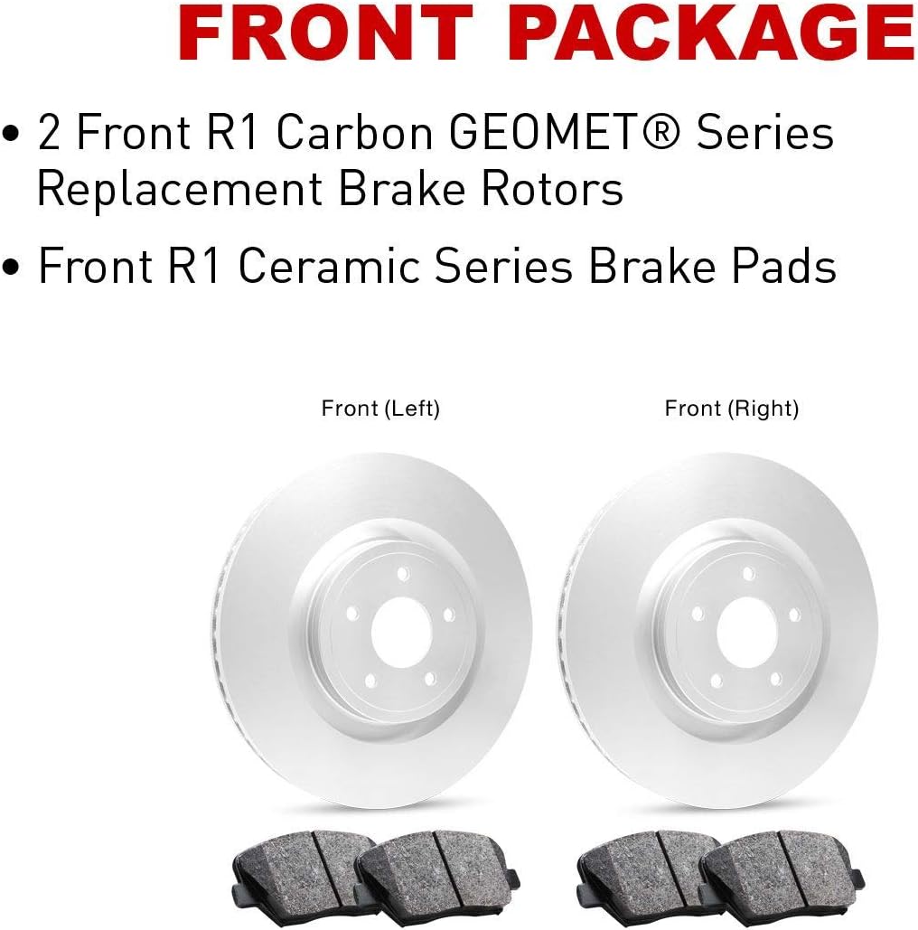 R1 Concepts Front and Rear Brake Kit Fits 2016-2017 Mercedes-Benz GLE300d, GLE400; 2016-2018 Mercedes-Benz GLE350| Ceramic Brake Pads and Blank Brake Rotors| 13.0' Front & 12.8' Rear