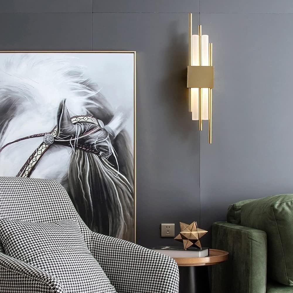 Wall Sconces Nordic Wrought Iron Wall Sconce Modern Minimalist Art Wall Light Wall Mounted Lighting Fixture for Bedroom Bathroom Villa Balcony Decoration Wall Sconce Lighting ( Color : Trichromatic Di