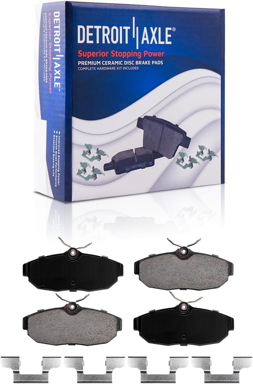 Detroit Axle - Brake Kit for 2005 2006 2007 2008 2009 2010 Ford Mustang, Drilled and Slotted Disc Brakes Rotors Ceramic Brake Pads Replacement : 12.44' inch Front and 11.81' inch Rear Rotor