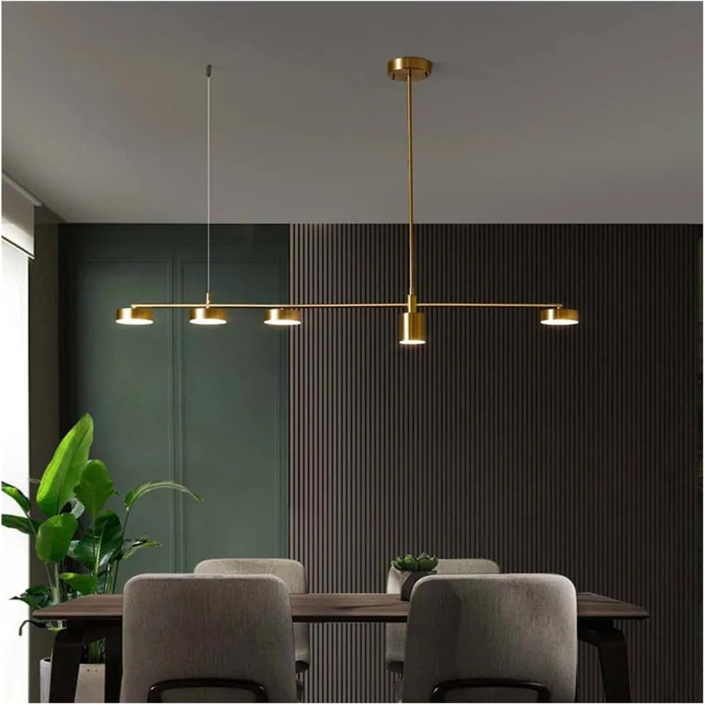 Wrought Iron led Chandelier Modern Black Gold Long Strip 4 Lights Dining Room Kitchen bar - Hanging Light fixtures, Single Chandelier