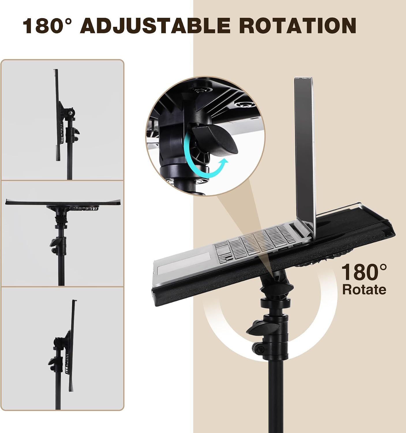 2-in-1 Mobile DJ Workstation, Portable DJ Facade Booth with Scrims & Carry Bag + Height Adjustable DJ Laptop Stand with 2 Cooling Fans for Controller, Mixer, MacBook, PC, For Gigs, Weddings