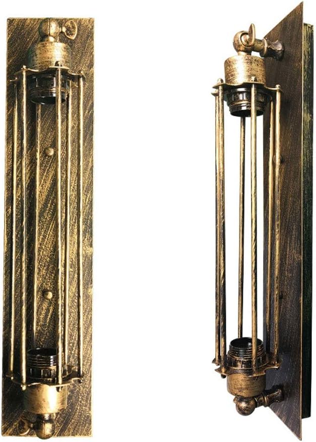 Modern Wall Mount Lamp, Industrial Loft Indoor Wall Sconce Lighting Retro Industrial Wind Wrought Iron Flute Wall Lamp Light Fixture E27 Wall Light Lantern fo(Brass)