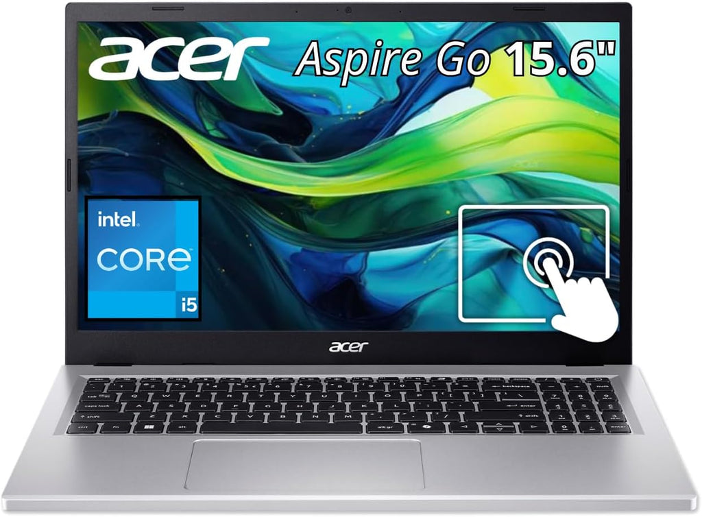 acer Aspire Go 15 AI Ready Laptop | 15.6' FHD IPS Touchscreen | Intel Core i5-13420H | 16GB LPDDR5 RAM | 1TB NVMe SSD | Wi-Fi 6 | Backlit Keyboard | Windows 11 Home | Silver | AG15-71PT-50X8