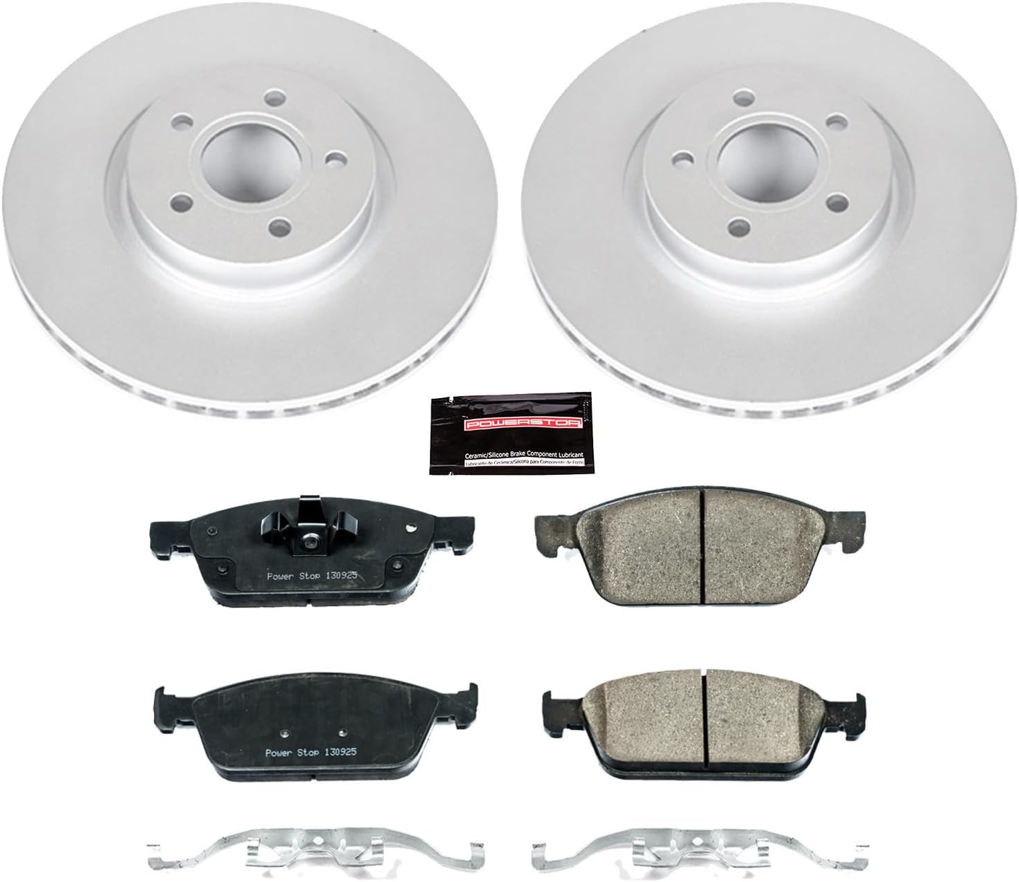 PowerStop Front Brake Kit for Ford Escape 2013-17 | Ford Transit Connect 2014-18 - Fully-Coated Disc Rotors with Z23 Carbon-Fiber Ceramic Brake Pads Upgrade, CRK6349
