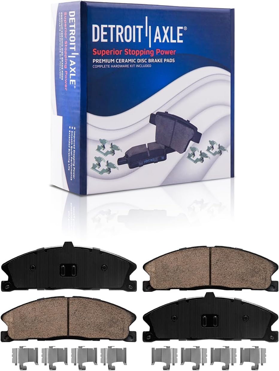 Detroit Axle - 8pc Brake Kit for Ford Flex Taurus Explorer Police Interceptor Sedan Utility Special Service Police Sedan Lincoln MKS MKT, Drilled Disc Brakes Rotors Ceramic Brake Pads with Hardware