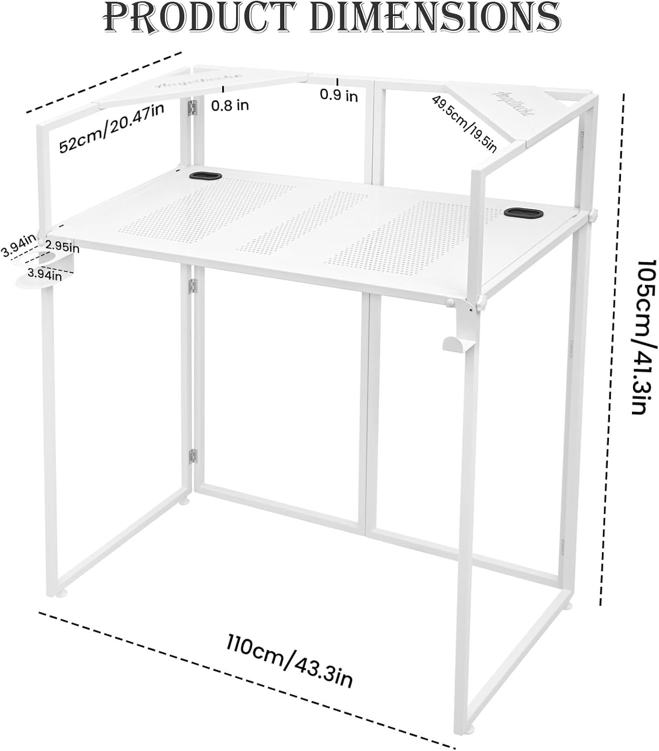 Portable DJ Booth Facade,DJ Table,Heavy-Duty DJ Table Stand Portable Booth,Iron Plate Surface DJ Facade Booth,with Carry Bag & Hook & Cup Holder (41.3'L x 20.4'W x 43.3'H)