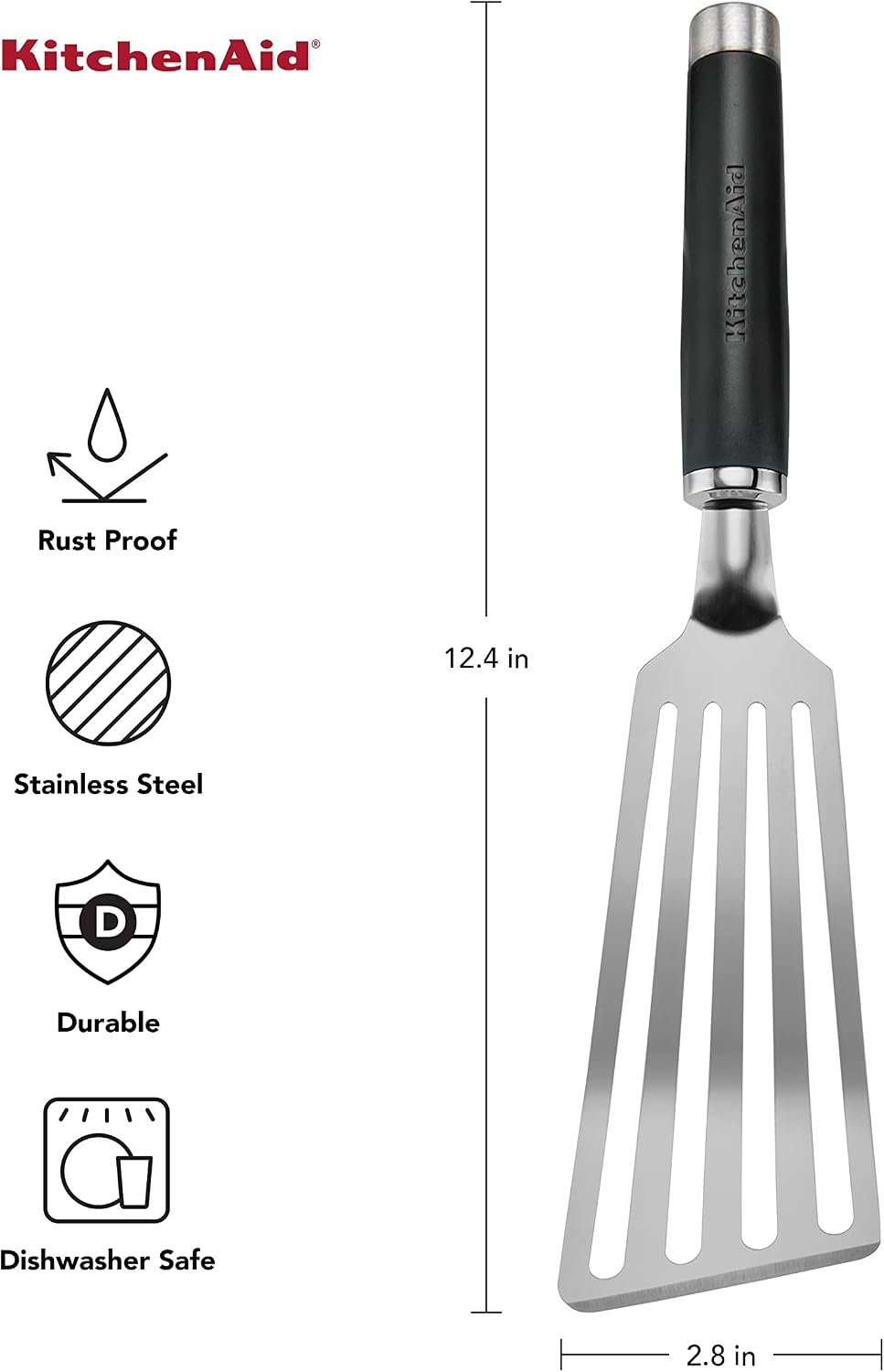 KitchenAid KO024OHOBA Gourmet Stainless Steel Flex Turner,Black (Pack of 12)