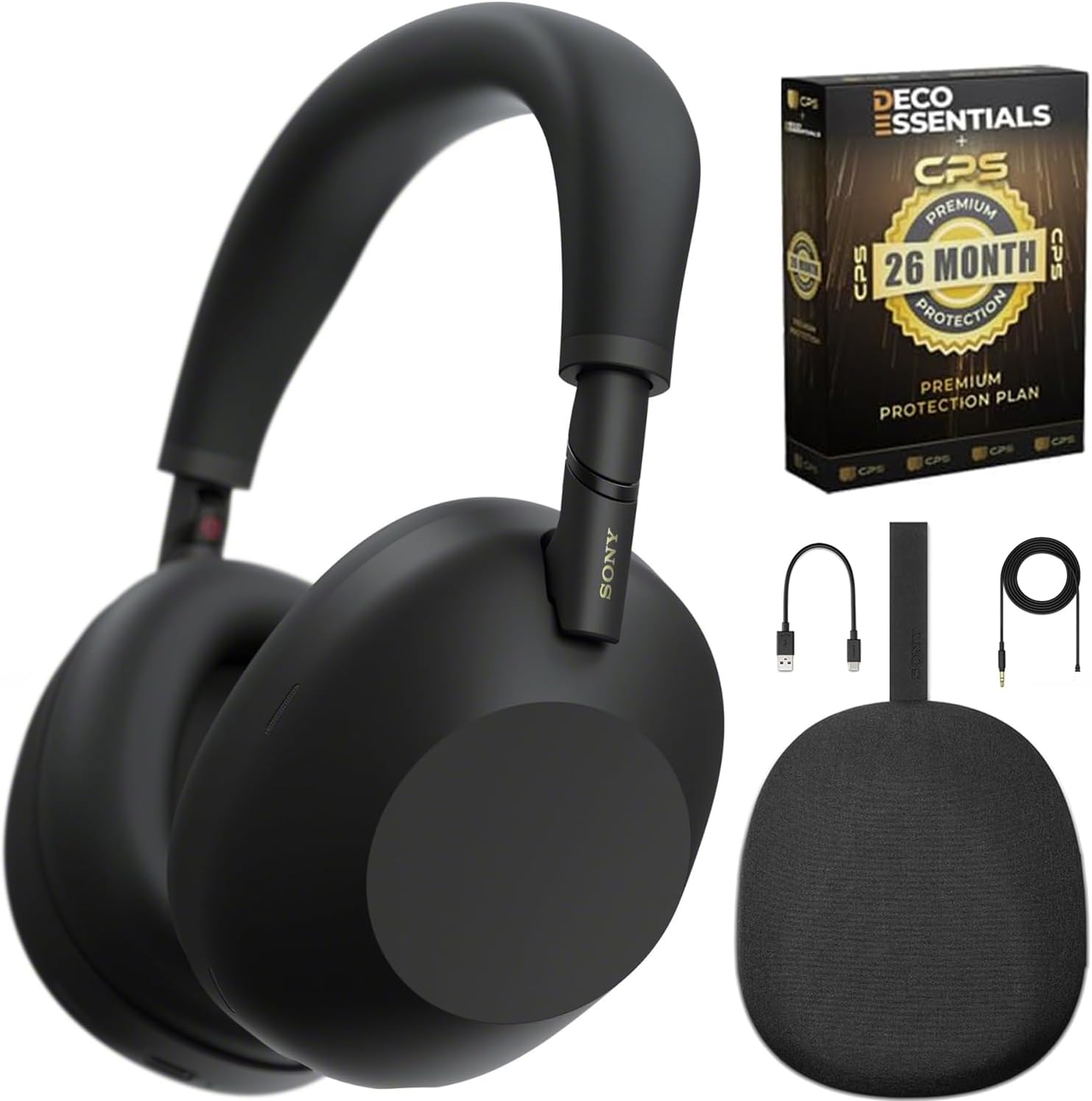 Sony WH-1000XM6/B Best Wireless Noise Canceling Headphones, Black Bundle with Deco Essentials Exclusive CPS 26 Month Protection Pack | Official USA Partner Model