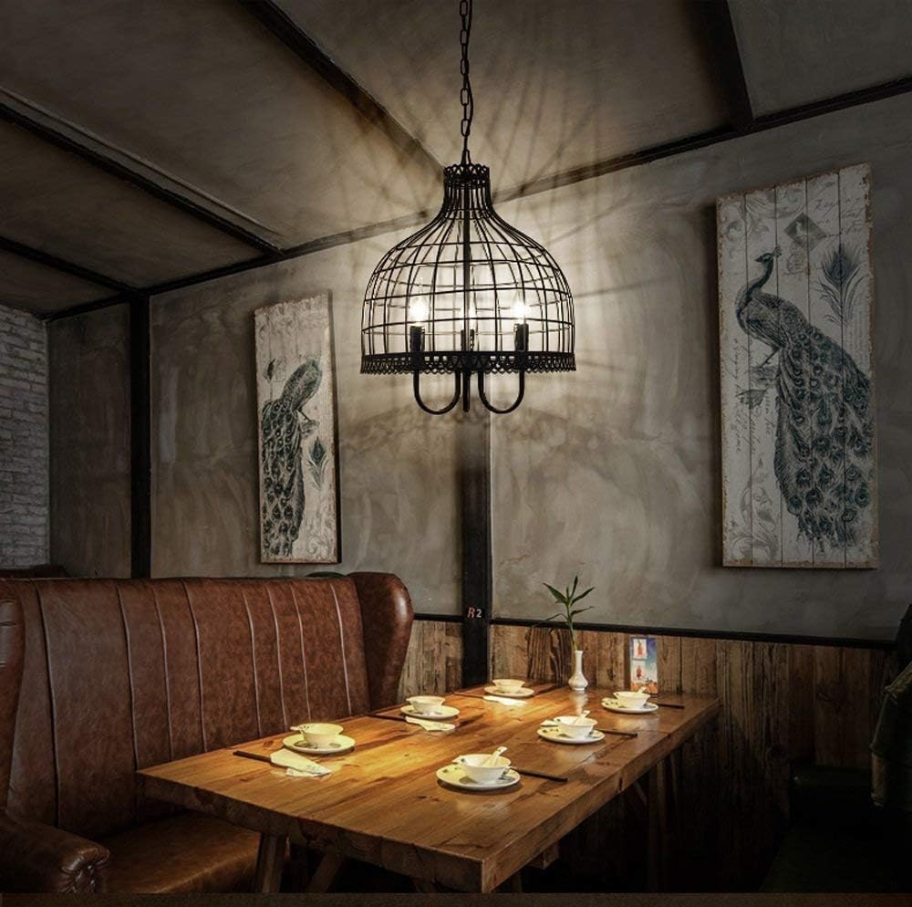 Modern Retro Industrial Wrought Iron LED Candle Black Ceiling Lamp Bedroom Living Room Bar Cafe Restaurant Dining Table,Chandelier LED Ceiling Light