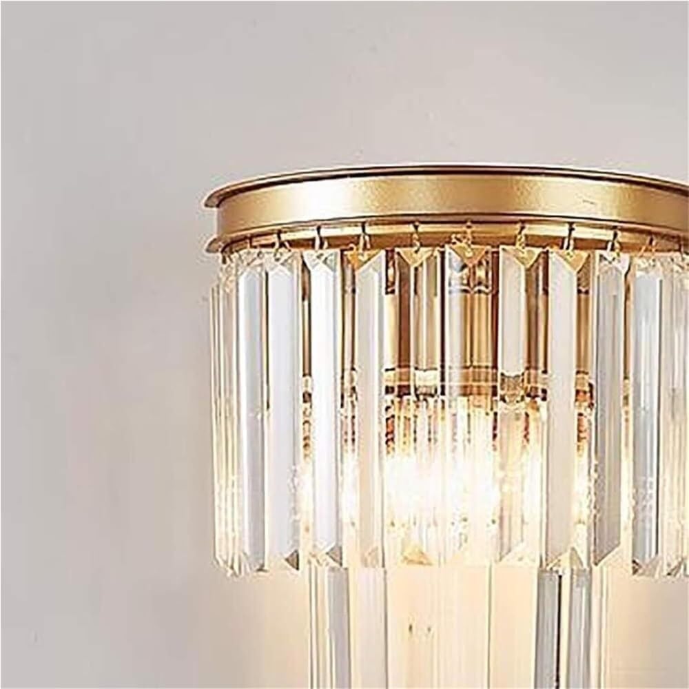 Nordic Minimalist Crystal Wall Sconce Wrought Iron Lamp Creative Multifunction Bedside Reading Light Decorative Indoor Lighting Fixture for Bedroom Living Room Hallway(Black)(Golden)