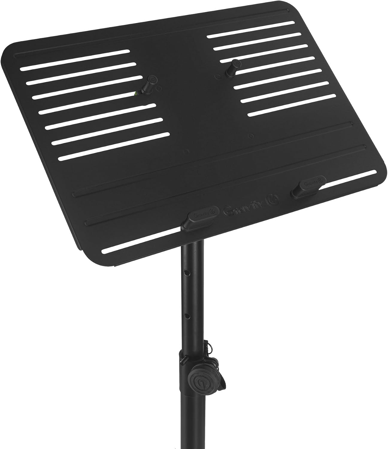 Gravity Laptop Stand LTS T 01 Adjustable Laptop Stand with Holding Pins for DJs and Producers, black