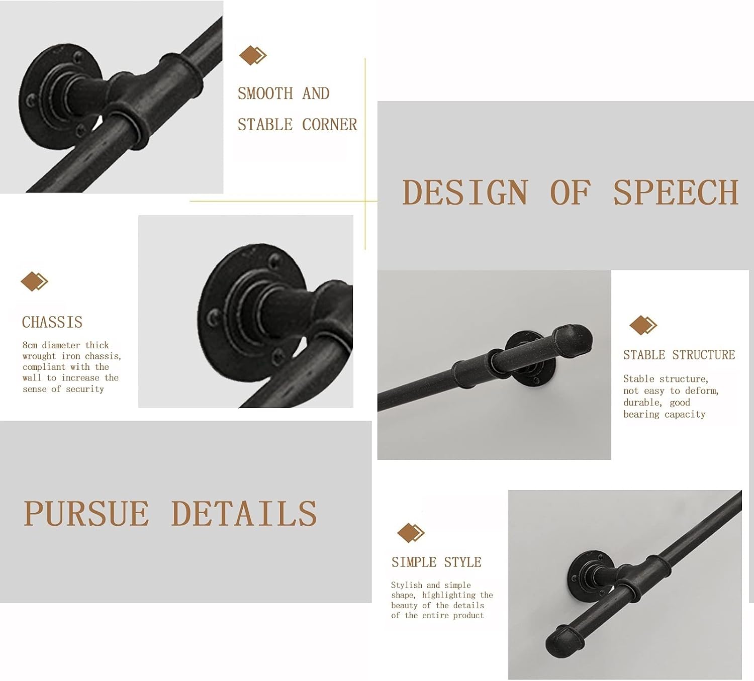Outdoors Handrail Stairs Wrought Iron Stairs Banister Handrail Indoors Metal Hand Railing Bathroom Corridor Grab Bar Railing - Complete Kit/Black (Size : 10 FT)
