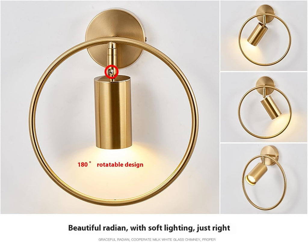 Bathroom Dresser Wall Lamp Wrought Iron Lamp Body,Ring LED Wall Sconce, d LED Wall Lights Fixture Wall Decor,Kitchen Bedroom Living Dining Rooms Corrido Lighting Fixtures