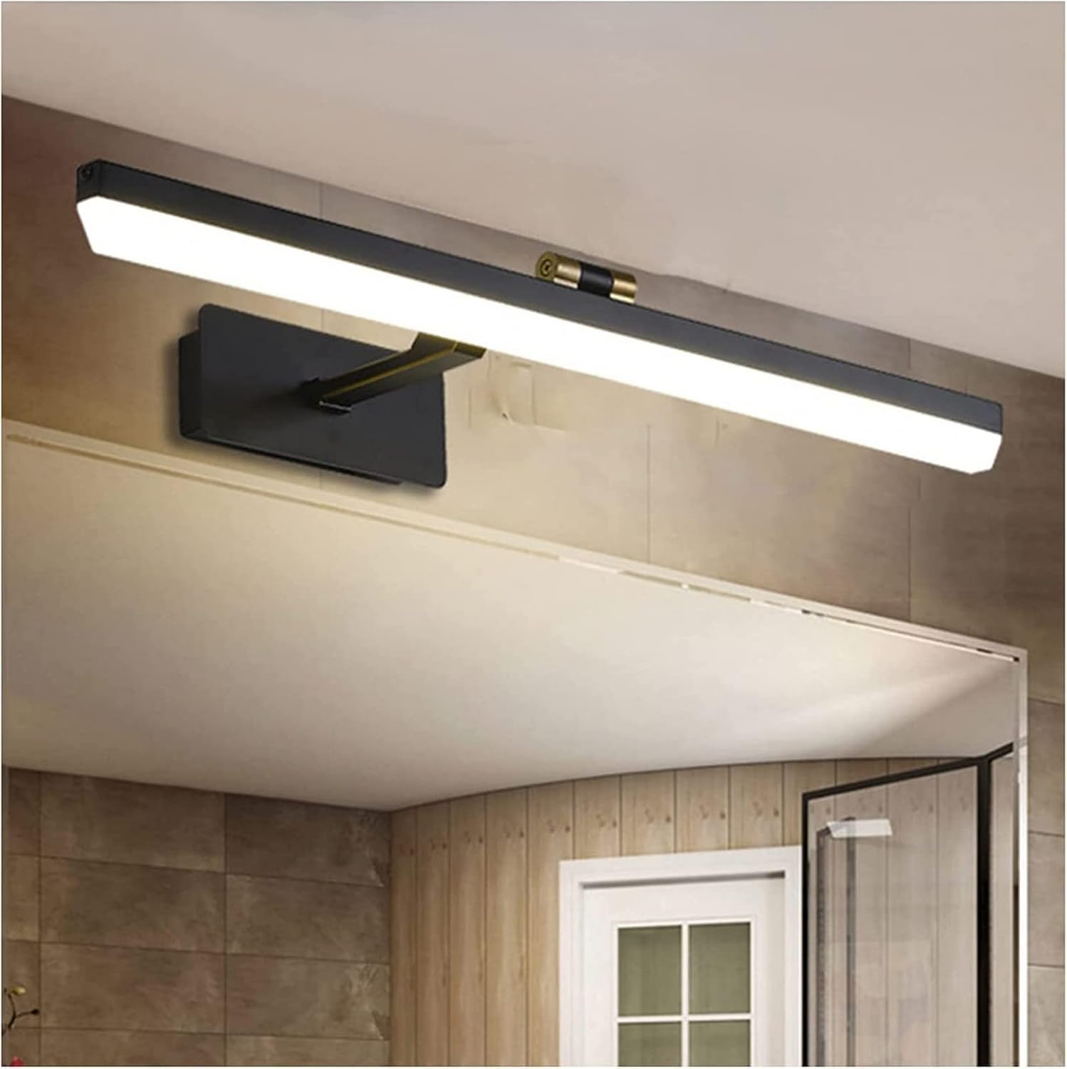 Mirror Light Simple Modern Mirror Front Light European Style Black Wrought Iron Acrylic Home Bathroom Toilet Waterproof Makeup Led Cabinet Lamp Bedside Wall Light, 42cm,Neutral Light,Wall Light (C