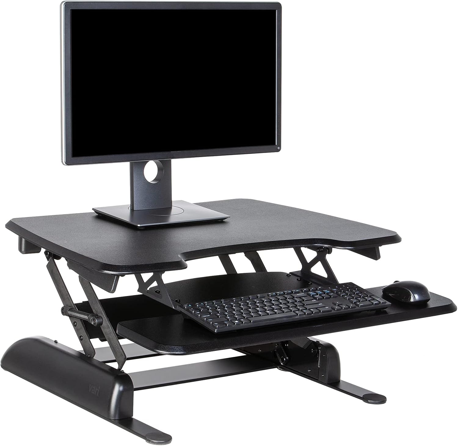 Vari - VariDesk Essential 30 - Two-Tier Standing Desk Converter for Home Office - Adjustable Sit Stand Desk with 11 Height Settings - Standing Desk Riser for Monitor & Accessories - 30' Wide, Black