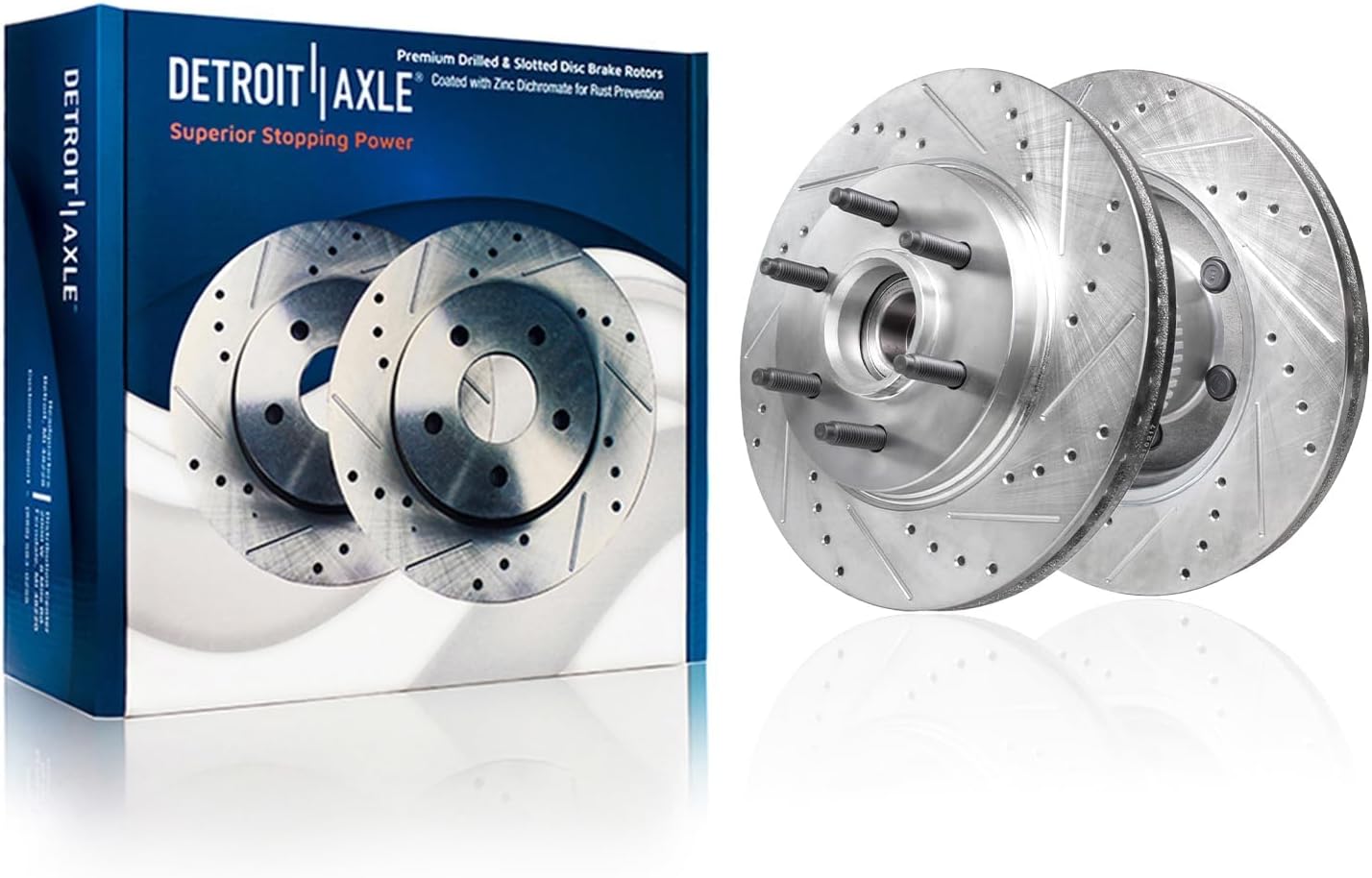 Detroit Axle - RWD 6 Lugs Front Brake Kit for 04-08 Ford F-150 06-08 Lincoln Mark LT 2004 2005 2006 2007 2008 Drilled and Slotted Brake Rotors Ceramic Brake Pads Replacement Brakes Kit