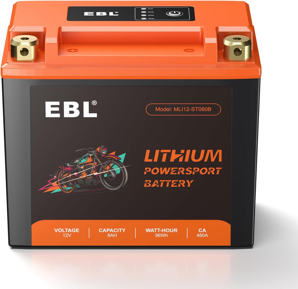 EBL Lithium YTX12-BS, 240CCA Lithium LiFePO4 Motorcycle Battery, 12V 8Ah ATV, UTV, Jet Ski, 4 Wheeler, Quad, Riding Lawn Mower, Tractor, Scooter, PWC, Seadoo, Polaris and Generator Battery