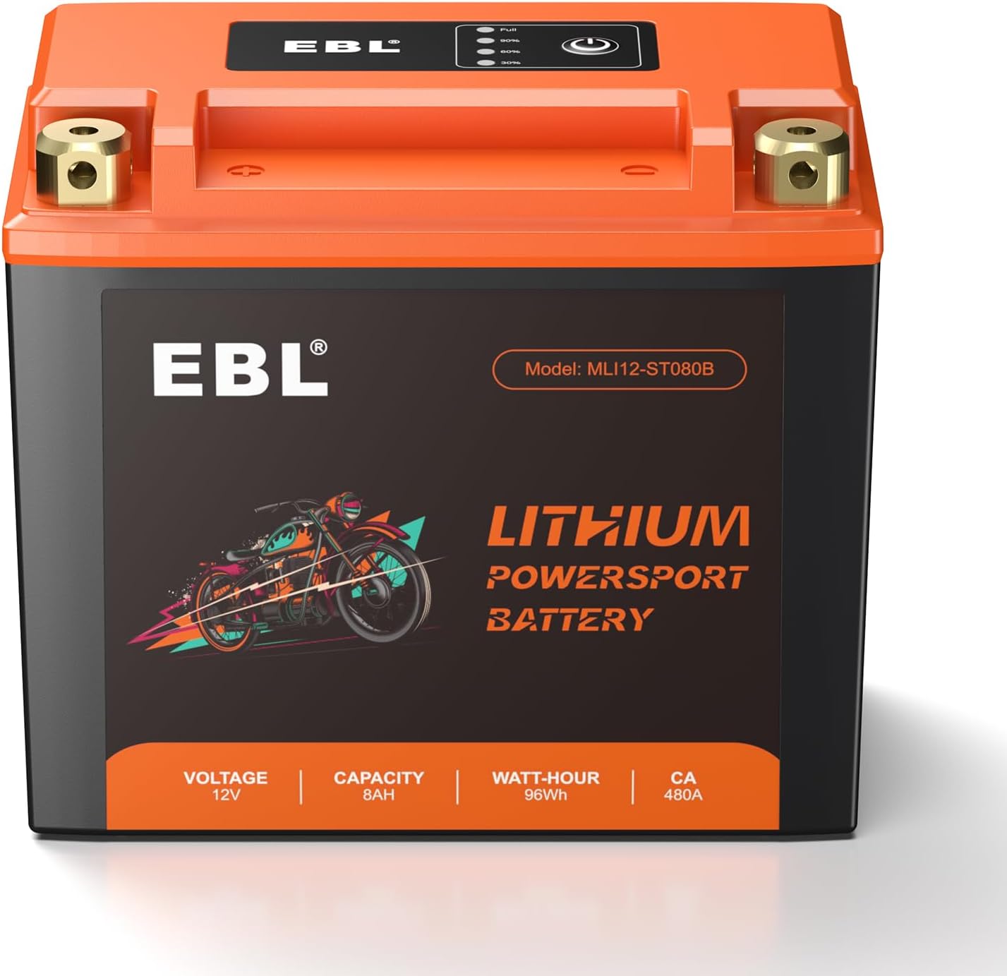 EBL Lithium YTX12-BS, 240CCA Lithium LiFePO4 Motorcycle Battery, 12V 8Ah ATV, UTV, Jet Ski, 4 Wheeler, Quad, Riding Lawn Mower, Tractor, Scooter, PWC, Seadoo, Polaris and Generator Battery