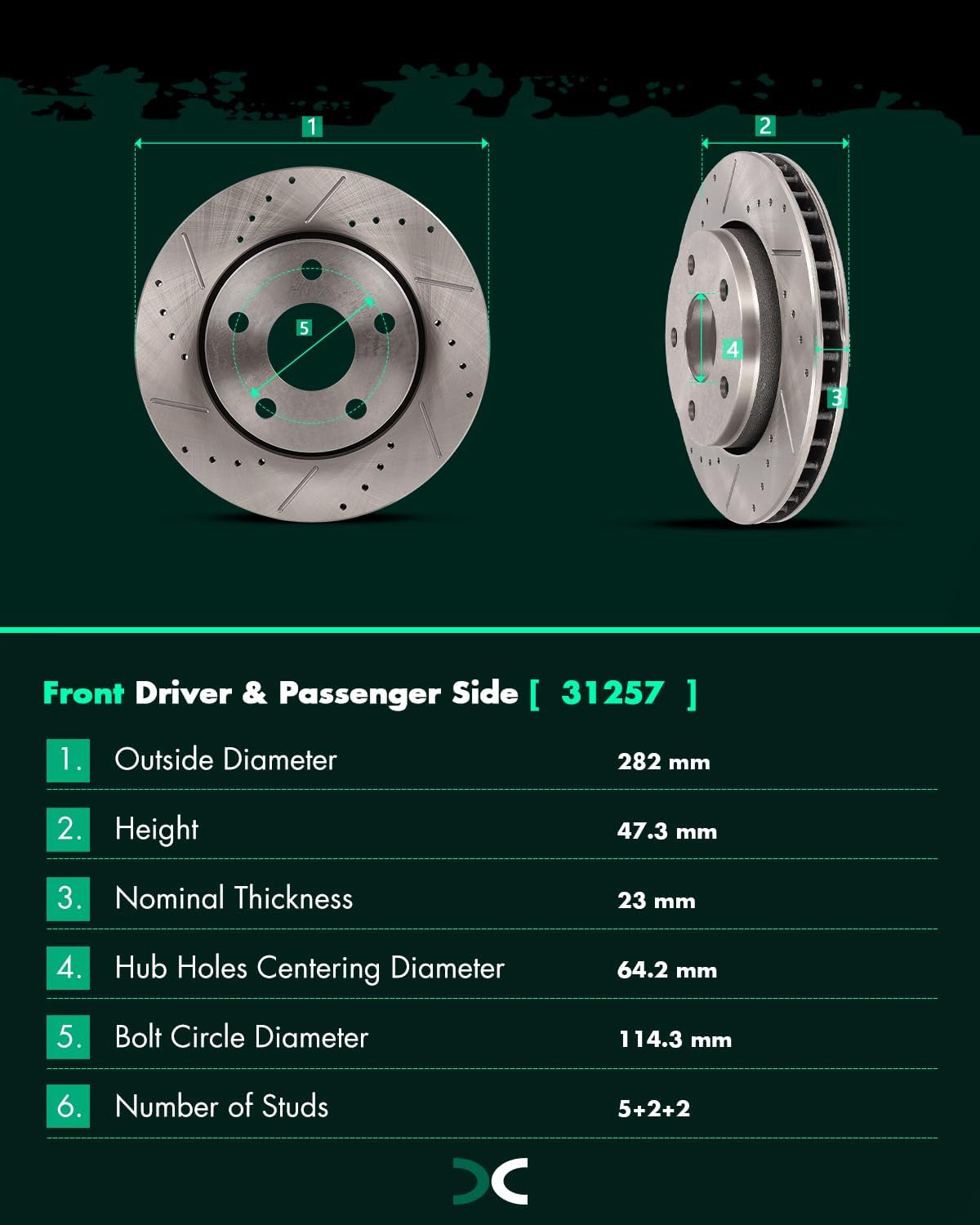 SCITOO Brake Kits For Jeep For Wrangler 2007-2017,For Jeep For Wrangler JK 2018 Front Rear Drilled & Slotted Disc Brakes Rotors and Ceramic Brakes Pads Replacement:53040;53041;D1273-8389;D1274-8390