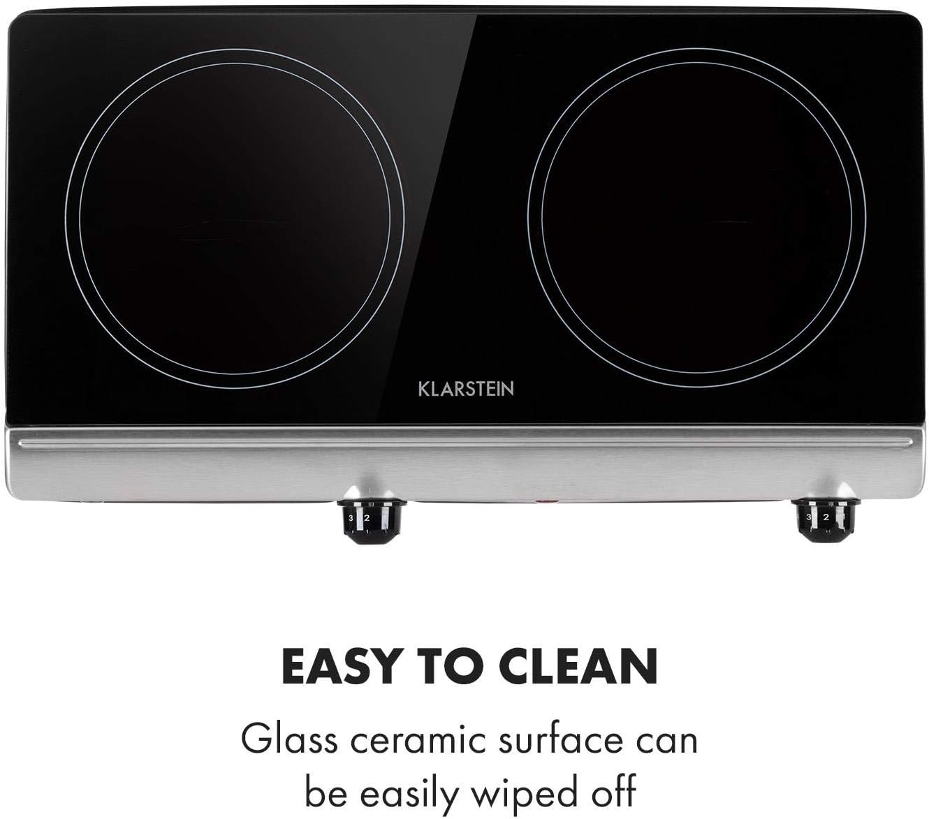 Klarstein 2 x 2400 W built-in ceramic hob, 2-burner hob, ceramic hob, ceramic hob, ceramic hob, stainless steel electric hob
