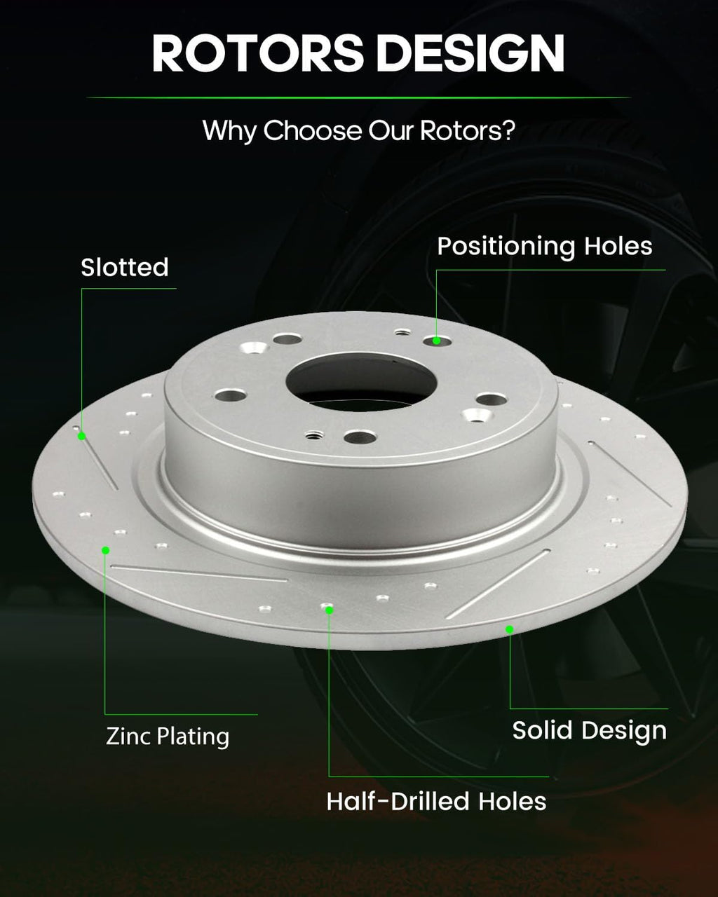 SCITOO Front 11.1' Rear 11.09' Brake Pads and Rotors Kits Fit For Honda For Accord 2008 2010 2011 2012 2014 2015 2016 2017