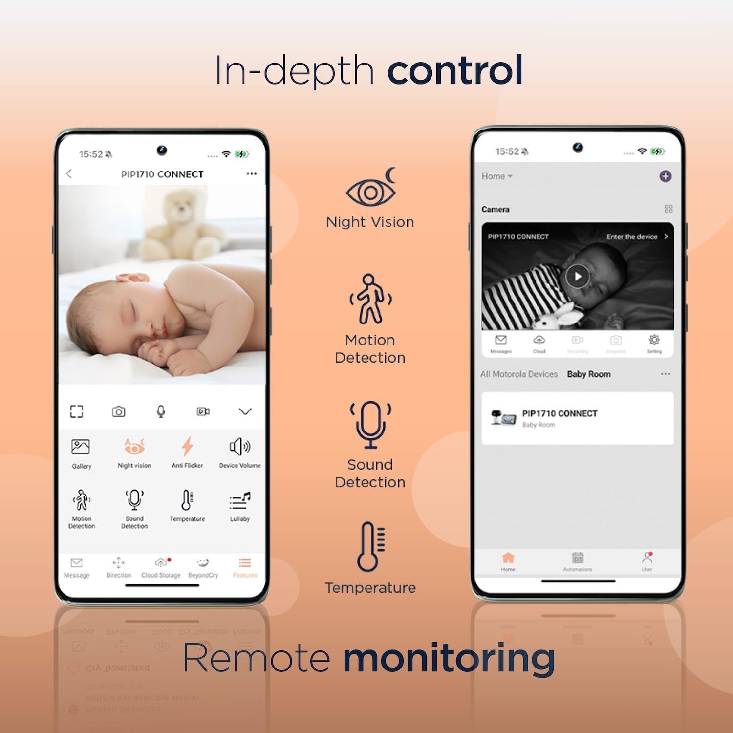 Motorola Nursery PIP1710 Connect Baby Monitor with AI Cry Detection & Translation | Wi-Fi HD Camera, 5' Touch Screen Parent Unit, App Monitoring, Night Vision