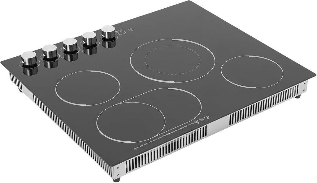 4 Burner Electric Cooktop, 23.6 Inch Touch Control Electric Stove Top with 5 Heating Level & Overheat Protection, Child Lock, 1 Waterproof Tape, Countertop/Embedded Mount Electrics Stovetop Burner