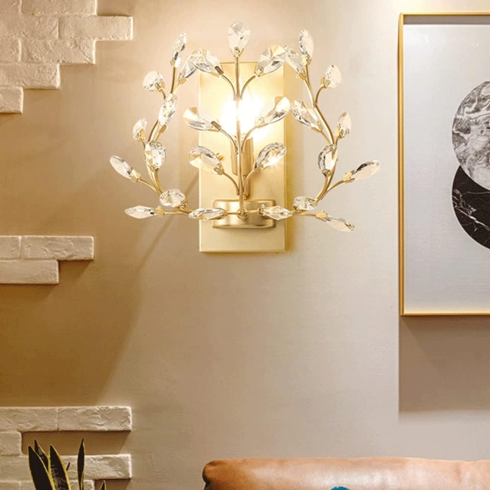 Wall Lighting Fixtures LED Crystal Aisle Style Wrought Iron Candle Wall Sconce Wall Mounted Lighting Fixture for Bathroom Bedroom Living Room Aisle Decor
