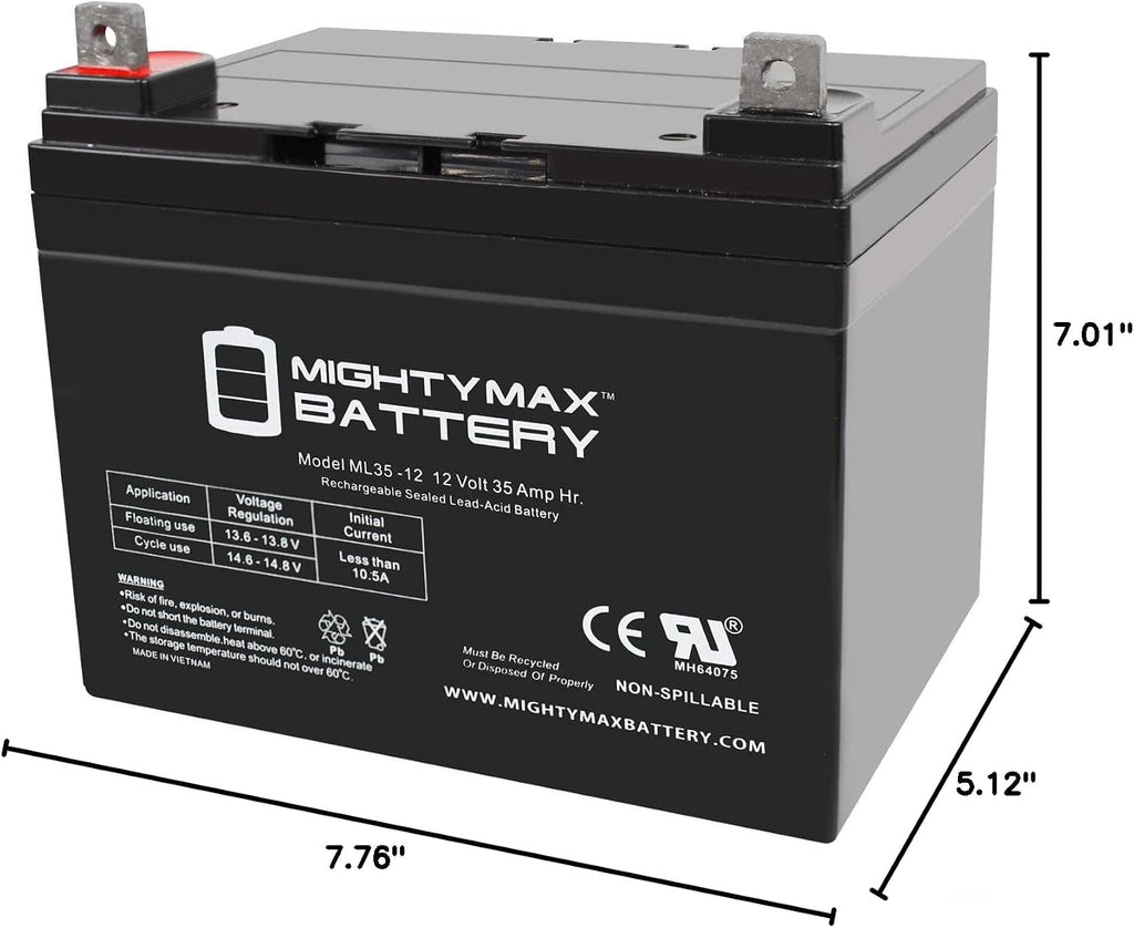 Mighty Max Battery U1 12V 35Ah Yamaha Rhino Utility Vehicle UTV Battery - 2 Pack