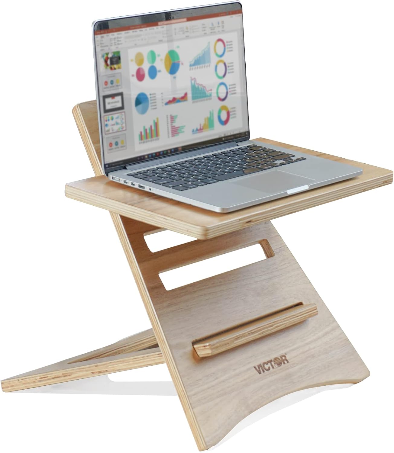 Victor DC150A High Rise Collection Acacia Wood Adjustable Laptop Stand, Brown, Portable, Fast Assembly, Perfect for Dorms/Bedrooms/Small Offices
