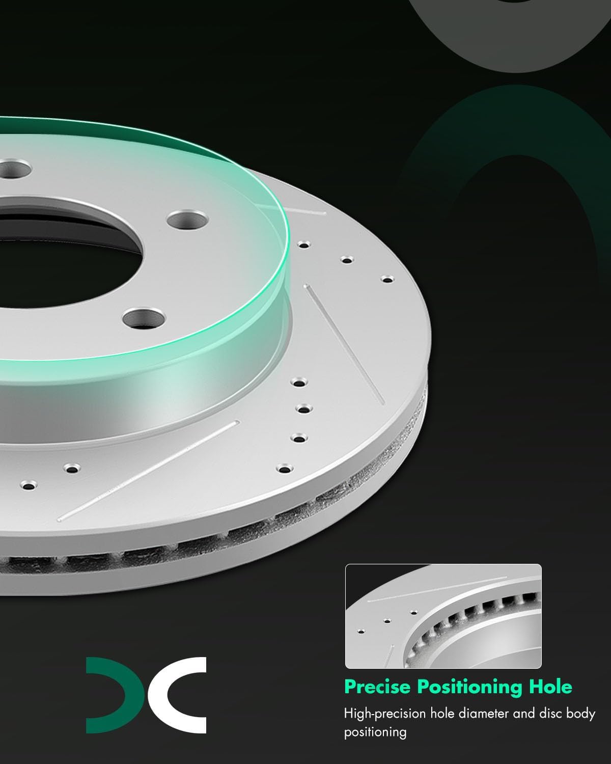 SCITOO 4WD Front Brake Kit for 1997-2003 Ford F-150, 5 Lug Drilled & Slotted Disc Brake Rotors Ceramic Brakes Pads,54042;D679-7558