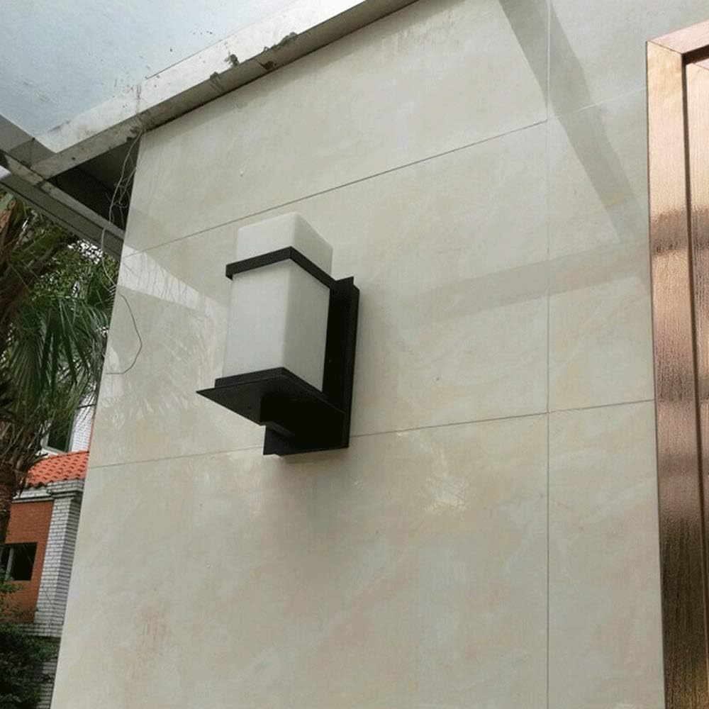 Wall Lights, Outdoor Patio Waterproof Wall Sconce Light Fixtures Square Metal Wrought Iron Glass Single Head Wall lamp Exterior Wall Lamp Light in Black Finish for Exterior House Porch