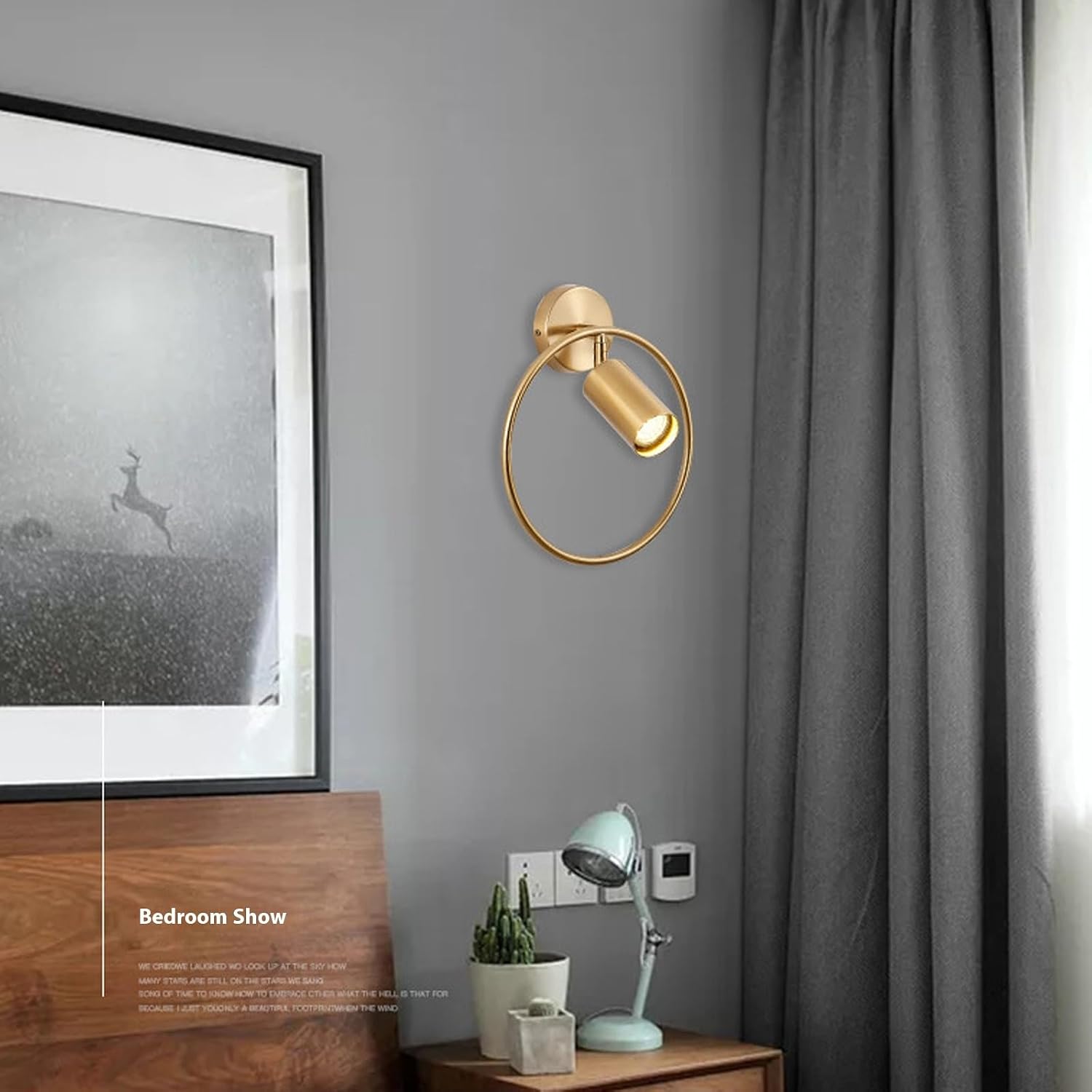 Bathroom Dresser Wall Lamp Wrought Iron Lamp Body,Ring LED Wall Sconce, d LED Wall Lights Fixture Wall Decor,Kitchen Bedroom Living Dining Rooms Corrido Lighting Fixtures